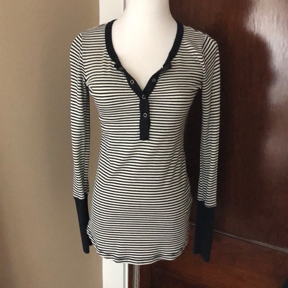 Splendid Tops - Splendid LA Snap Front Striped Thermal S Splendid Tops - Splendid LA Snap Front Striped Thermal S